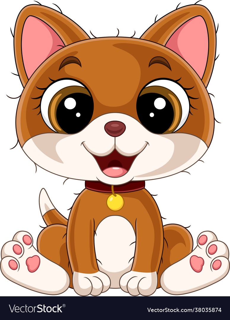 Süße Cartoon Kitten in Rote Kragen