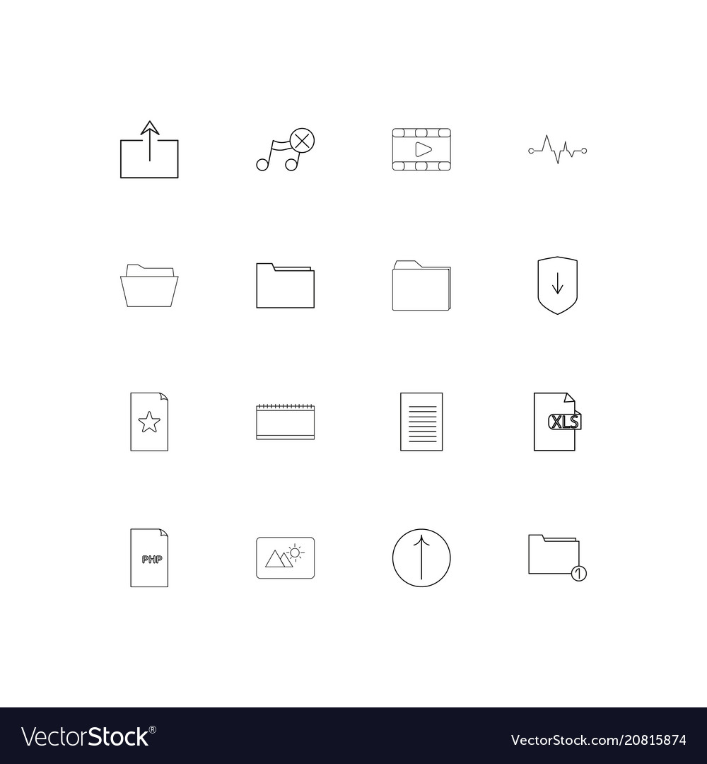 Files and folders sign linear thin icons set