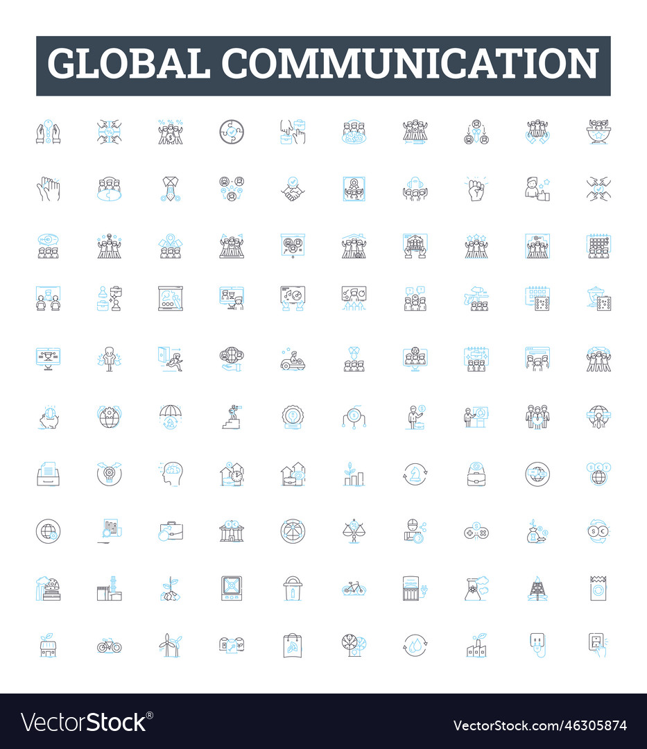 Global communication line icons set vector image Global communication line icons set