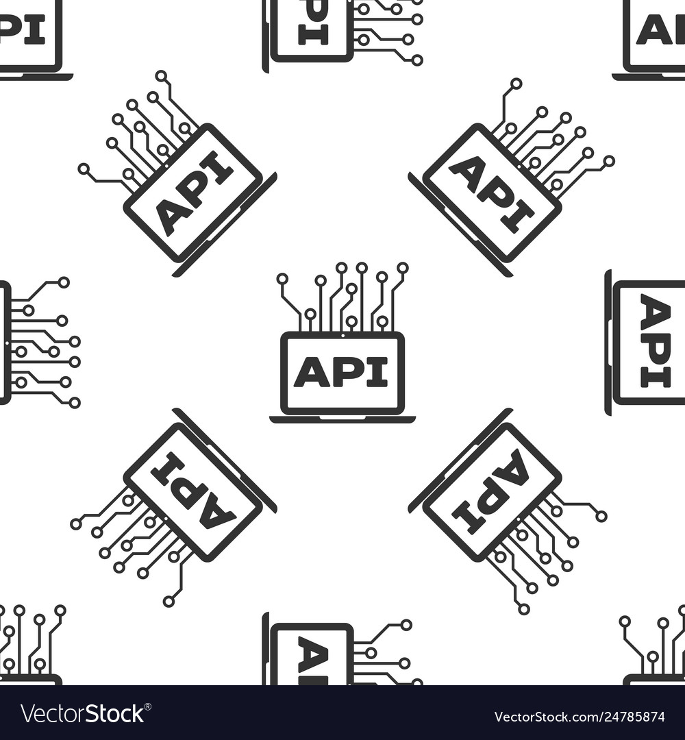 Grey computer api interface icon isolated seamless vector image Grey computer api interface icon isolated seamless