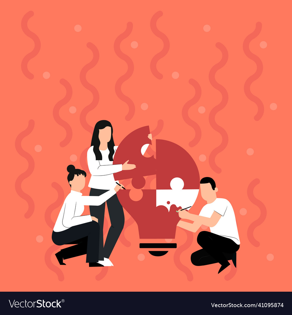 Group of people drawing helping each other Vector Image