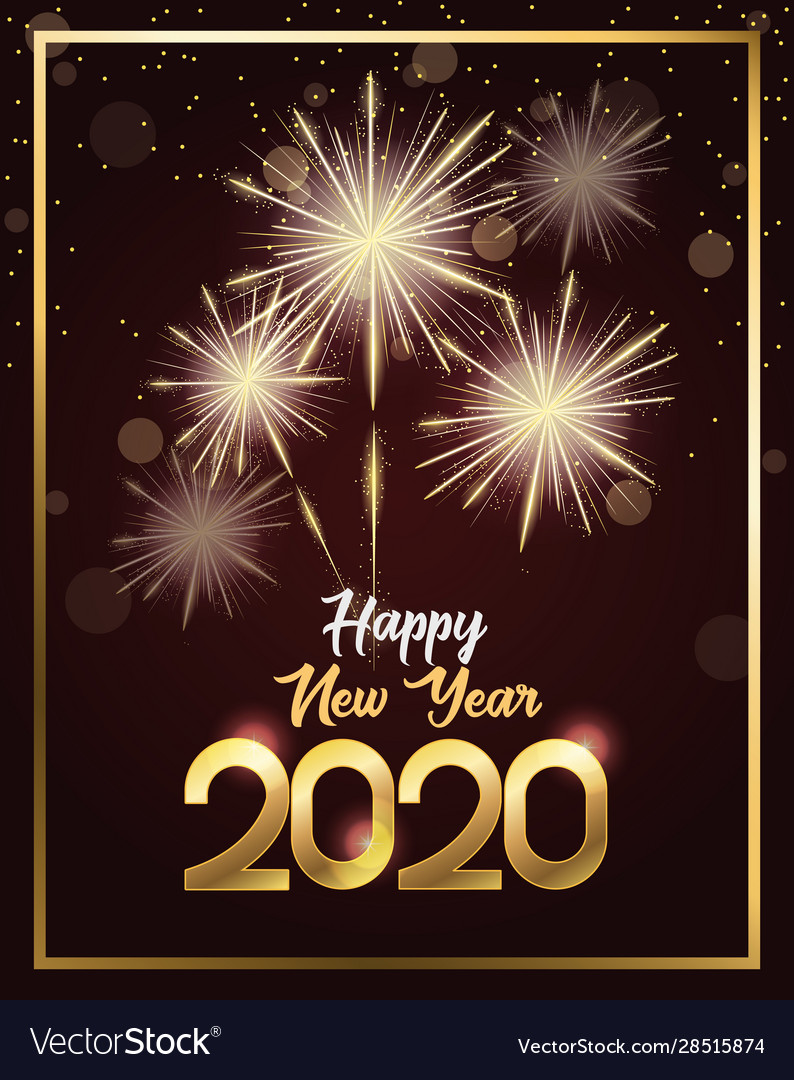 Happy New Year 2020 Card With Numbers Royalty Free Vector