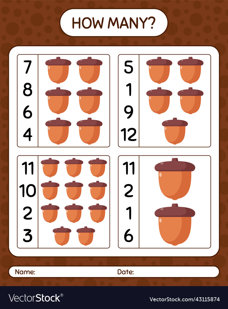 Wie viele zählen Spiel mit Eichhörnchen Arbeitsblatt vector image Wie viele zählen Spiel mit Eichhörnchen Arbeitsblatt