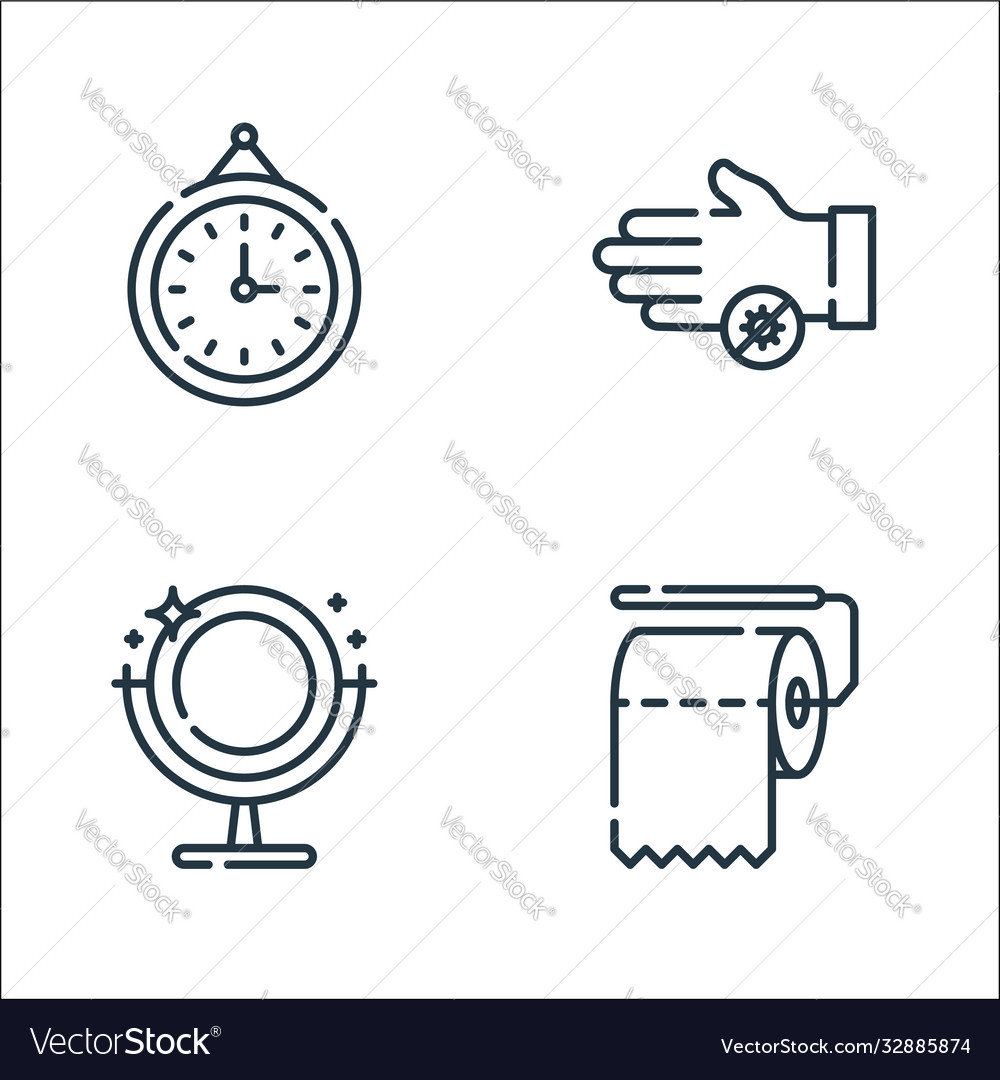 Hygiene routine line icons linear set quality vector image Hygiene routine line icons linear set quality