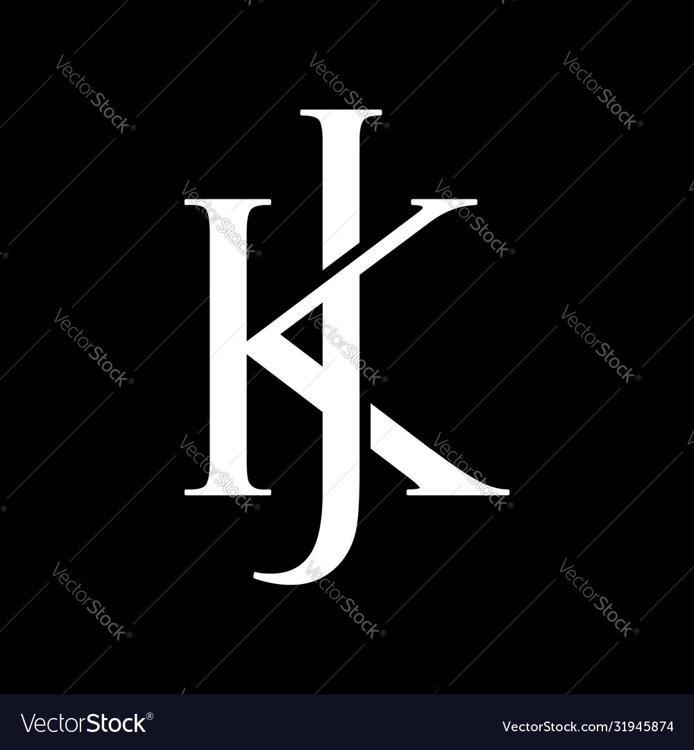 Initial letter jk or kj logo template with vintage