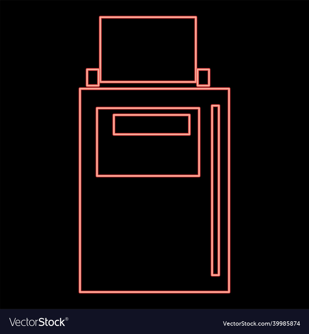Neon hand terminal red color flat style image vector image Neon hand terminal red color flat style image