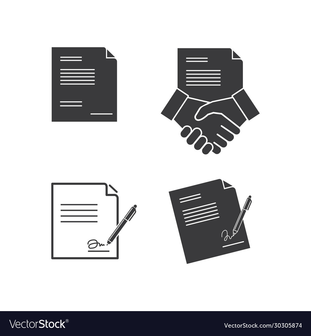 Paper document with pen and handshake design