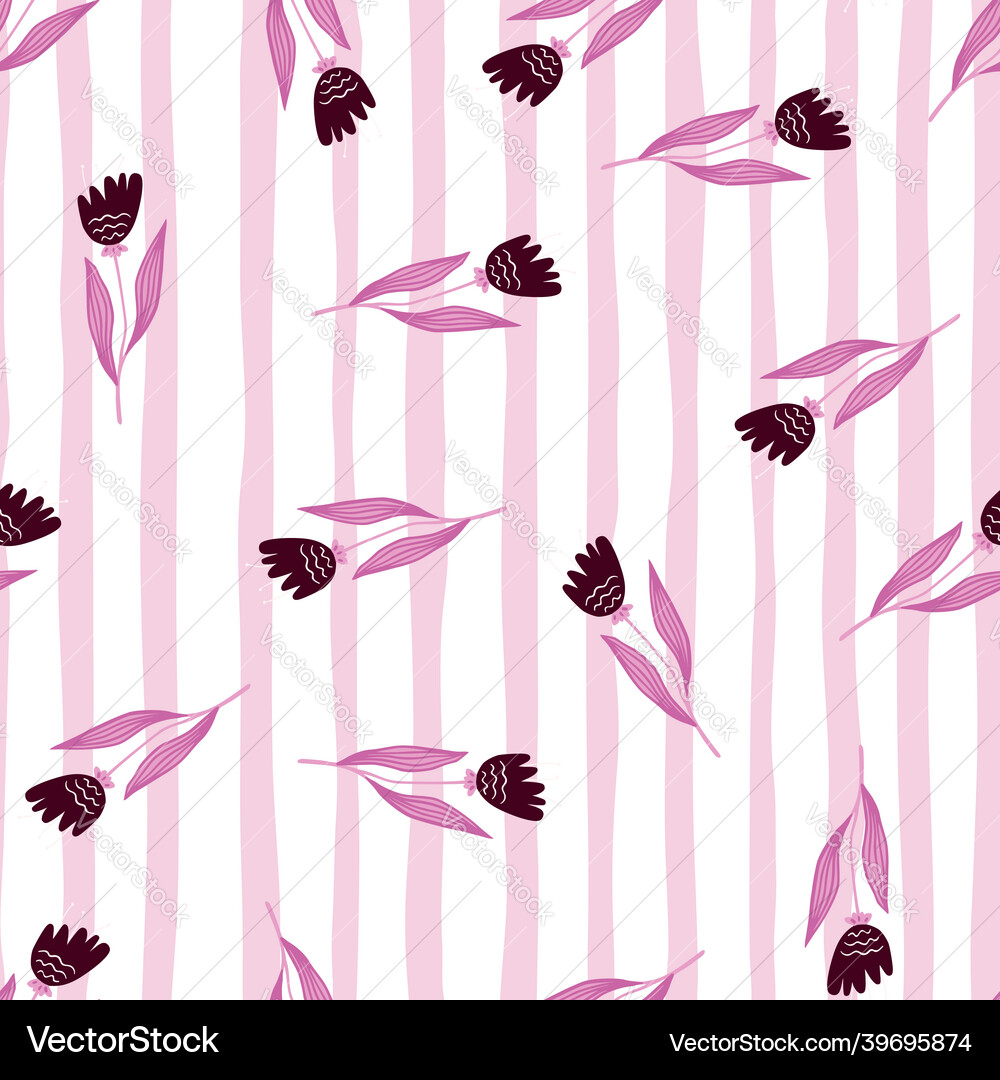 Romantic wildflower seamless pattern on stripe Vector Image