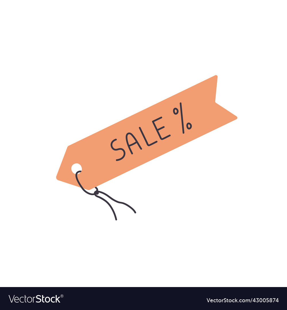 Sale tag paper badge tab with loop and cord rope