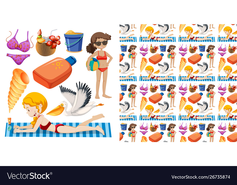 Seamless background design with isolated set
