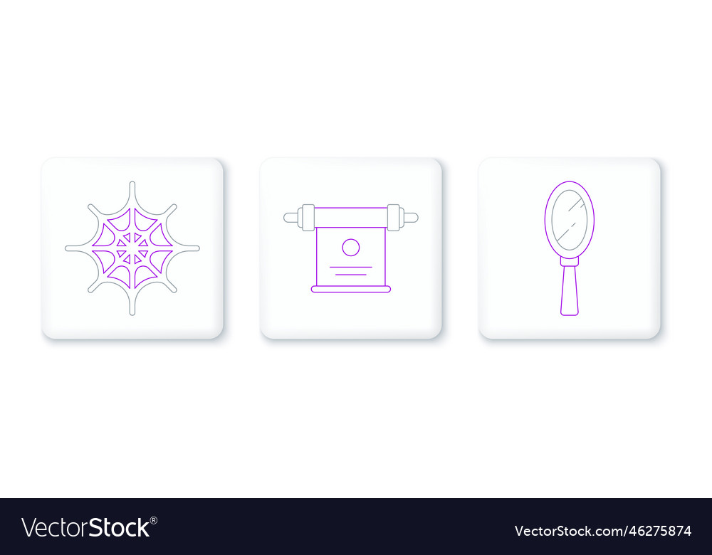 Set line magic hand mirror spider web and scroll Vector Image Set line magic hand mirror spider web and scroll