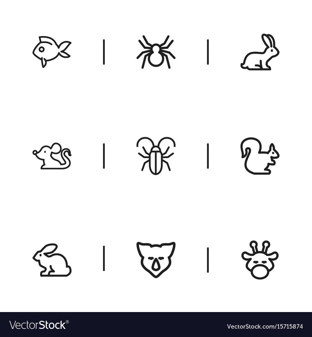 Set of 9 editable zoology icons includes symbols