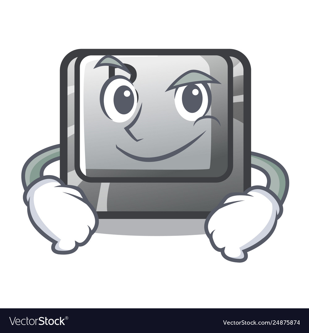 Smirking button b isolated with cartoon