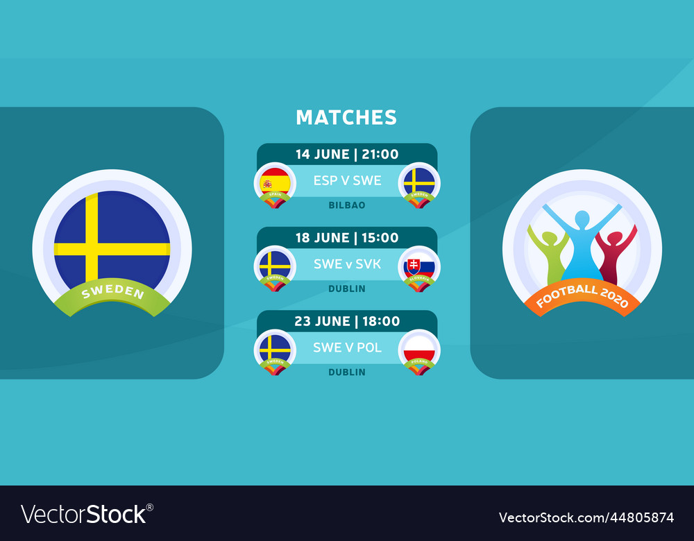 Sweden national team schedule matches Royalty Free Vector