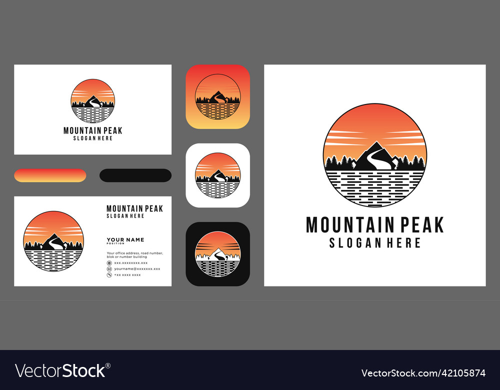 Vintage mountain logo and with business card