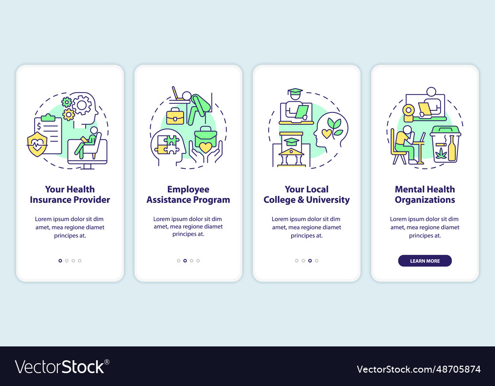 Walkthrough online therapy with multicolor icons