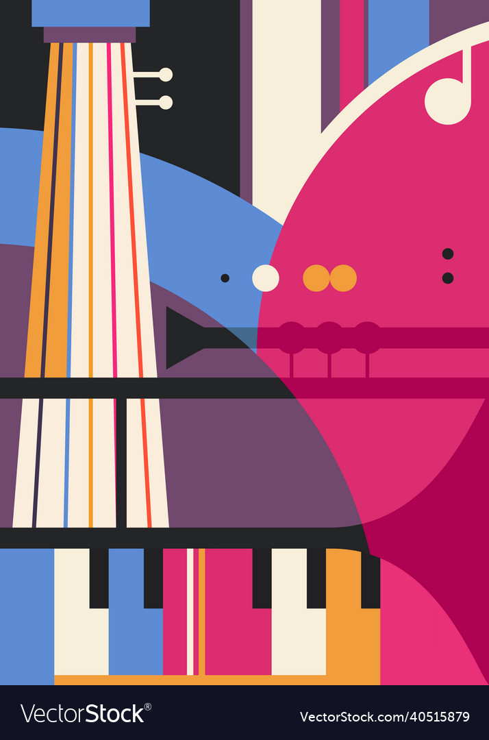 Abstract poster with different music instruments