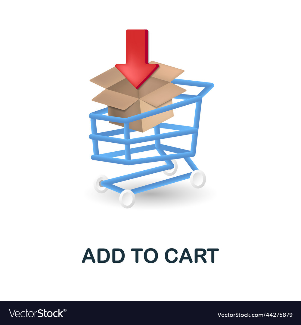 Add to cart icon 3d from online store collection vector image Add to cart icon 3d from online store collection