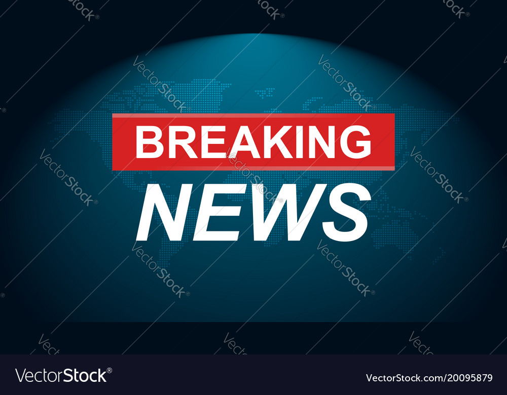 Breaking news icon with world map flat Royalty Free Vector