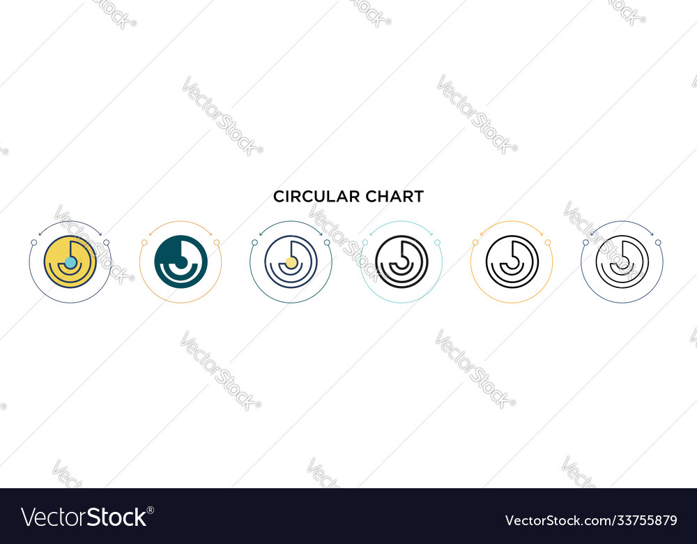 Circular chart icon in filled thin line outline
