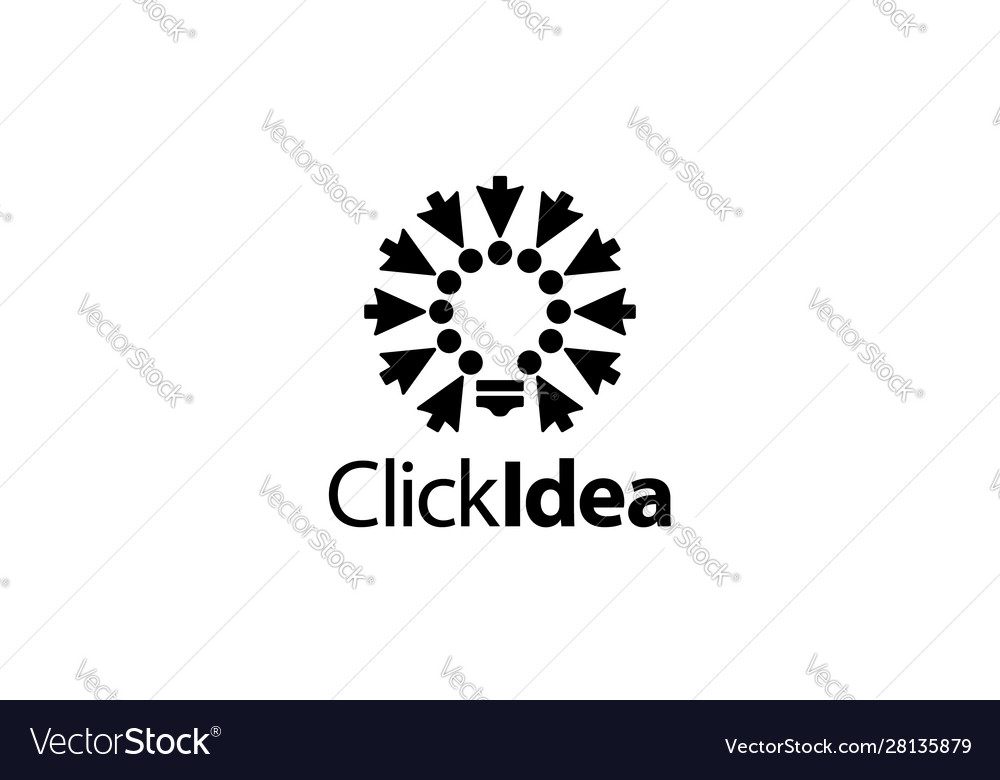 Klicken Sie auf Pfeil mit lightbulb Logo Konzept vector image Klicken Sie auf Pfeil mit lightbulb Logo Konzept