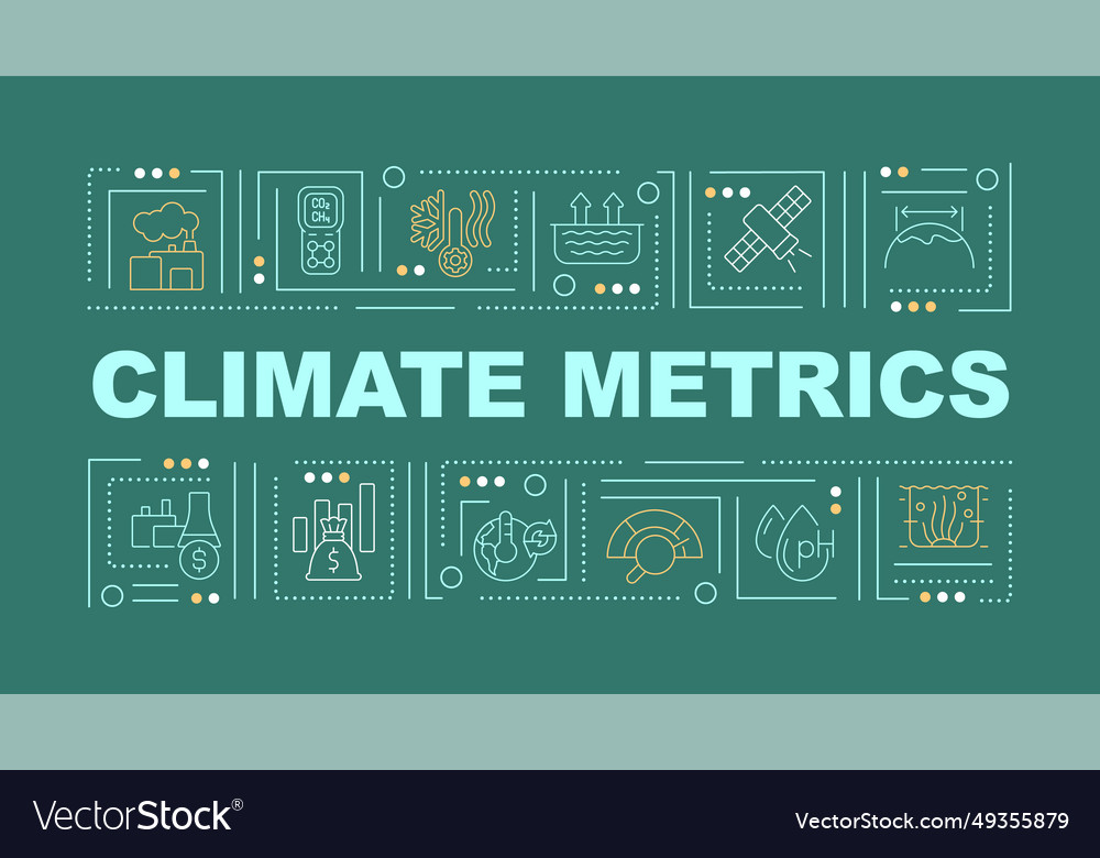Climate metrics text with thin linear icons vector image Climate metrics text with thin linear icons