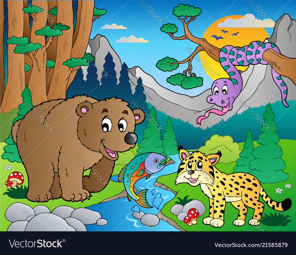 Forest Scene With Various Animals 9 Royalty Free Vector