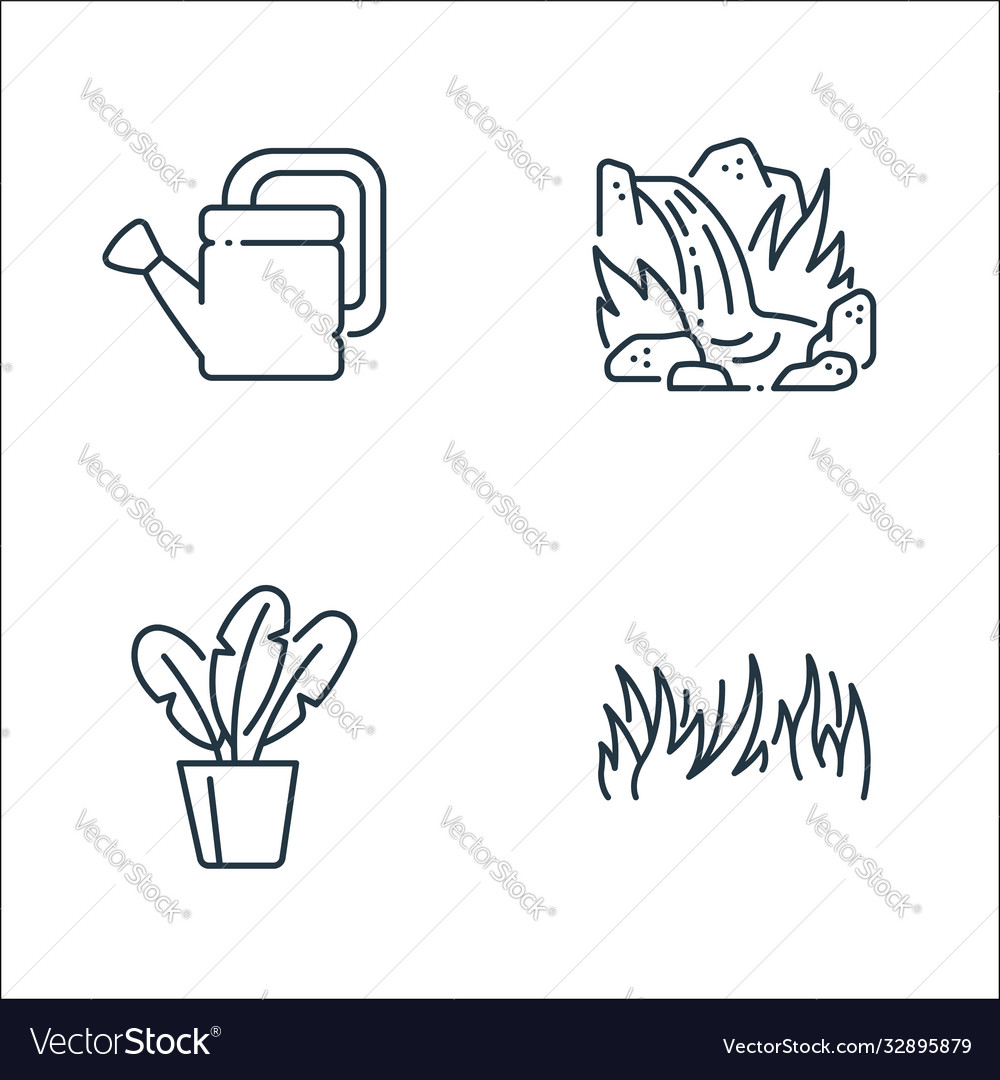 Gardening line icons linear set quality