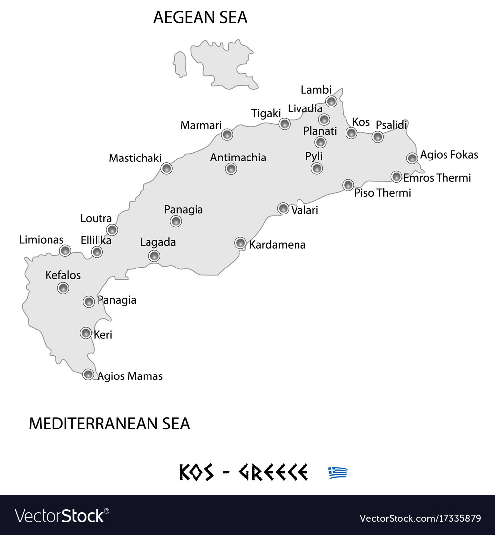 Island of kos in greece white map