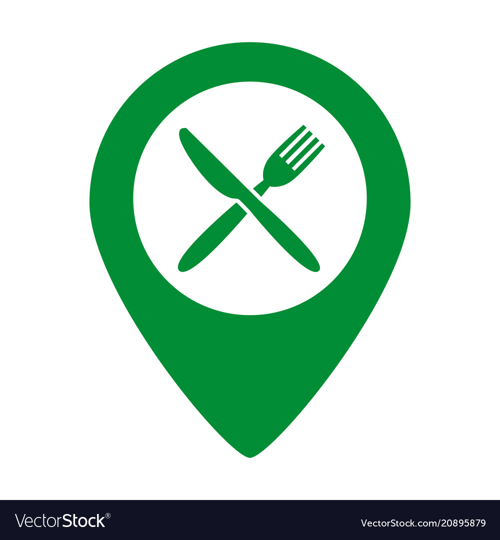 Map marker location with fork and knife vector image Map marker location with fork and knife
