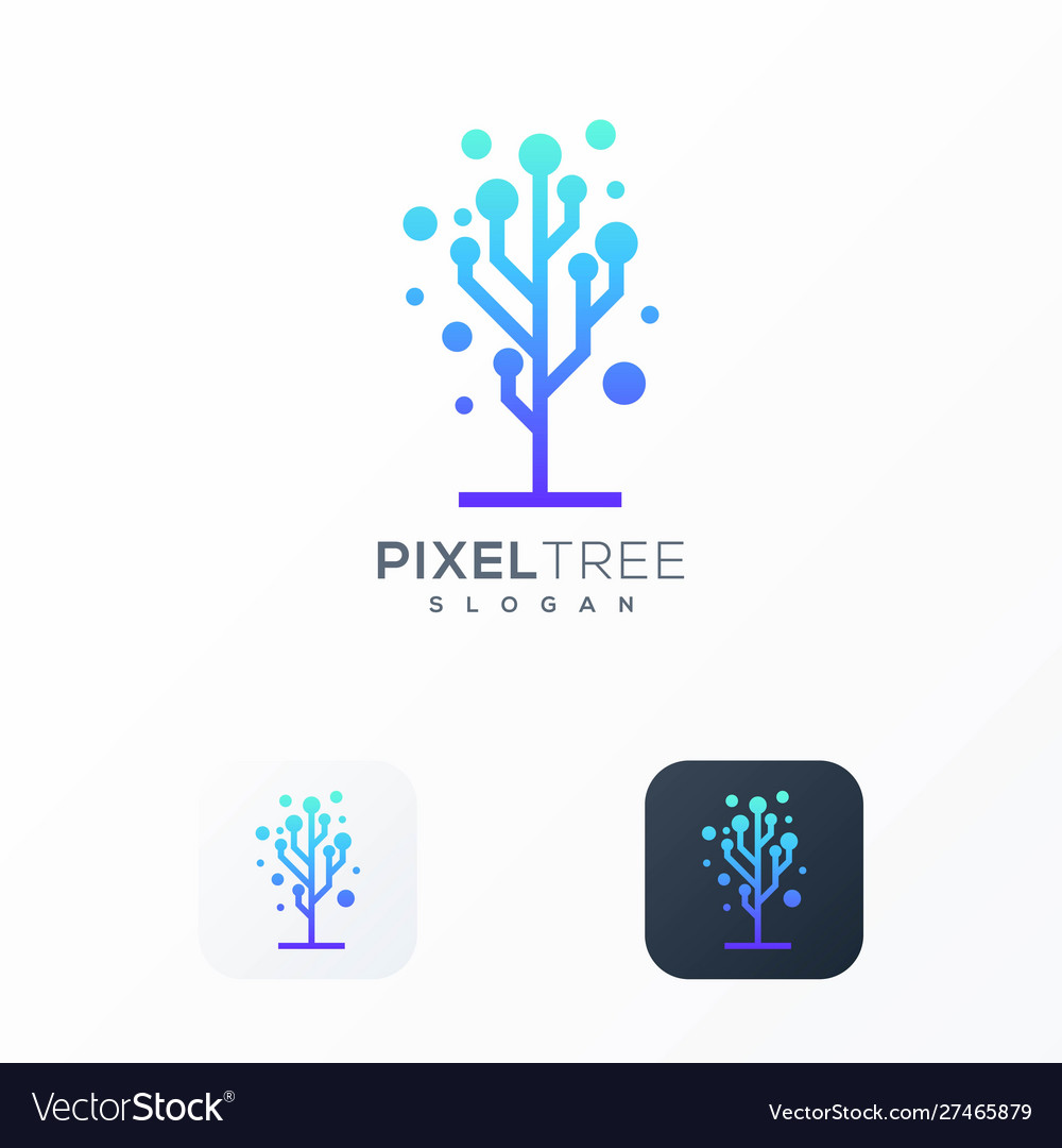 Pixel tree logo design ready to use vector image Pixel tree logo design ready to use