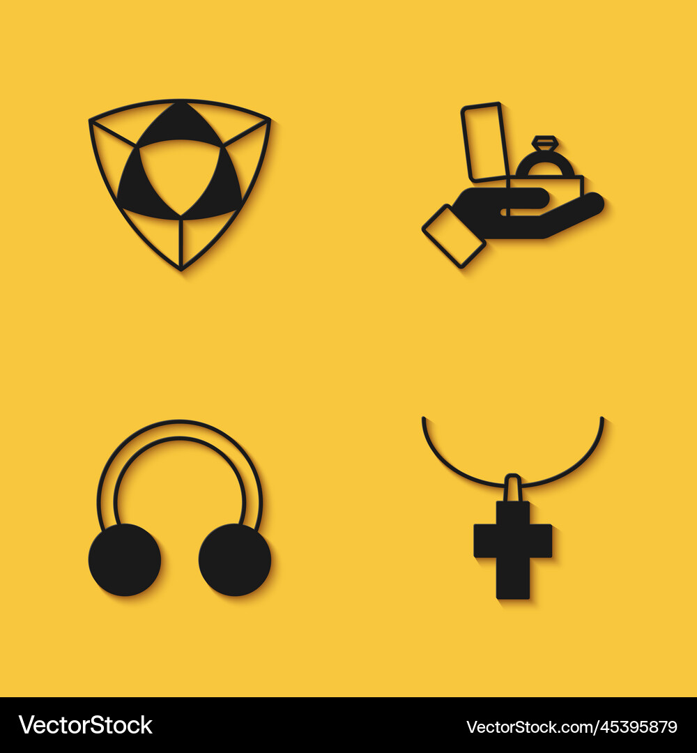 Set diamond christian cross chain piercing Vector Image
