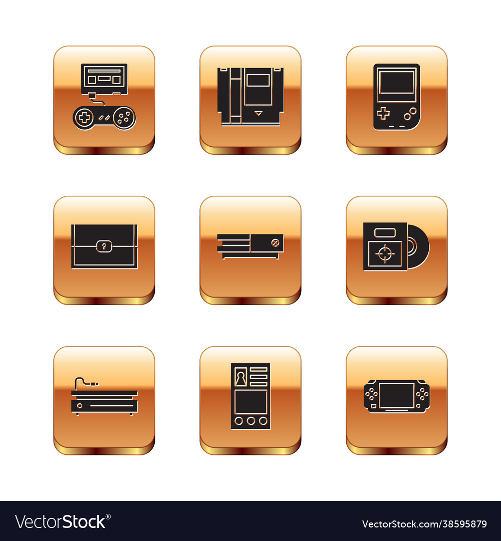 Set game console with joystick video create vector image Set game console with joystick video create