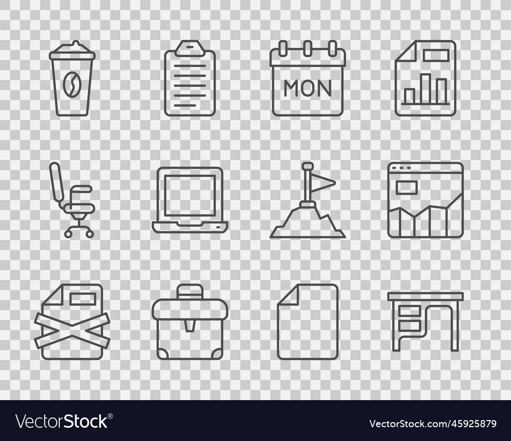 Set line delete file document office desk vector image Set line delete file document office desk
