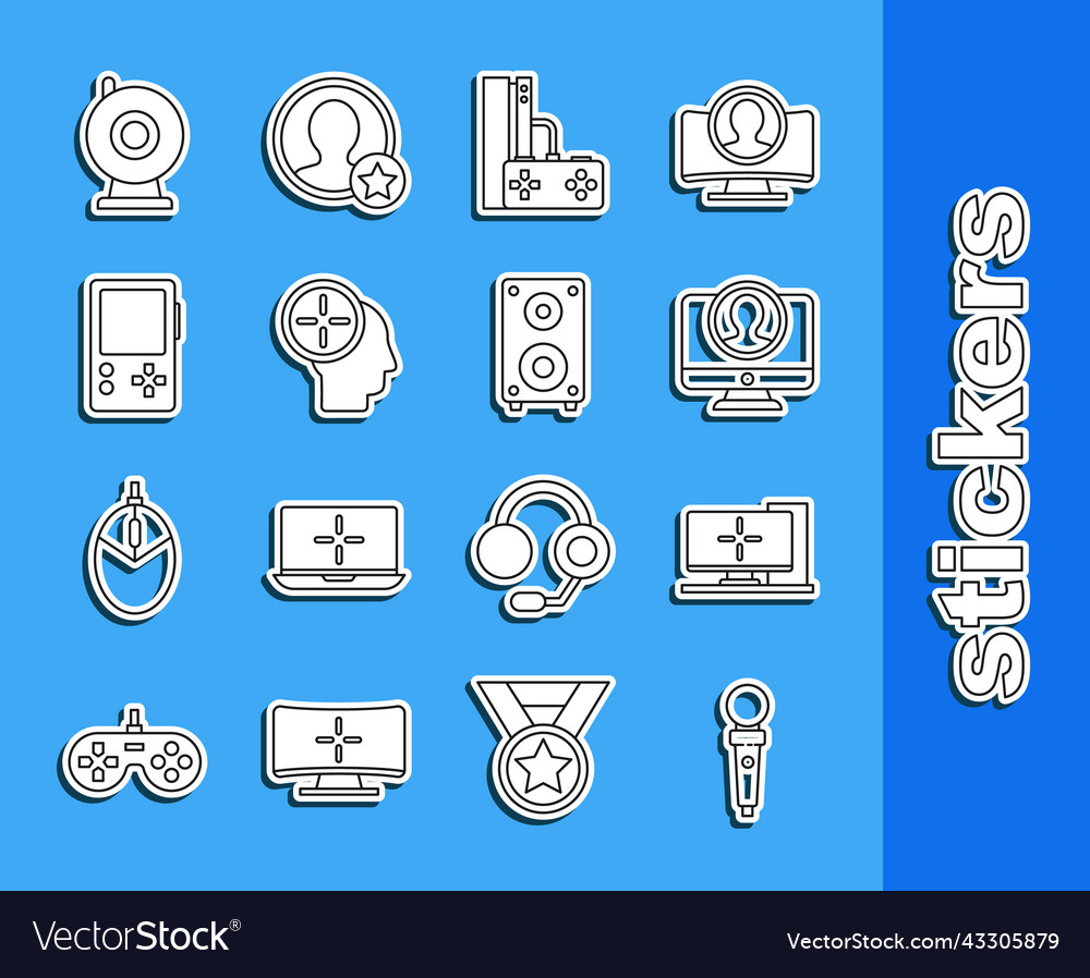 Set line joystick for arcade machine computer vector image Set line joystick for arcade machine computer