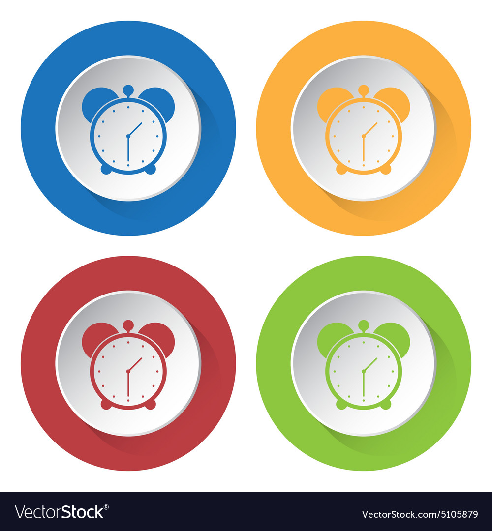 Set of four icons with alarm clock