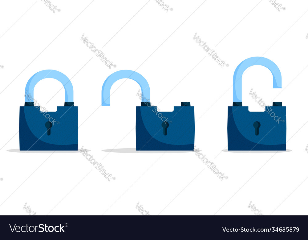 Set open and closed locks on white background