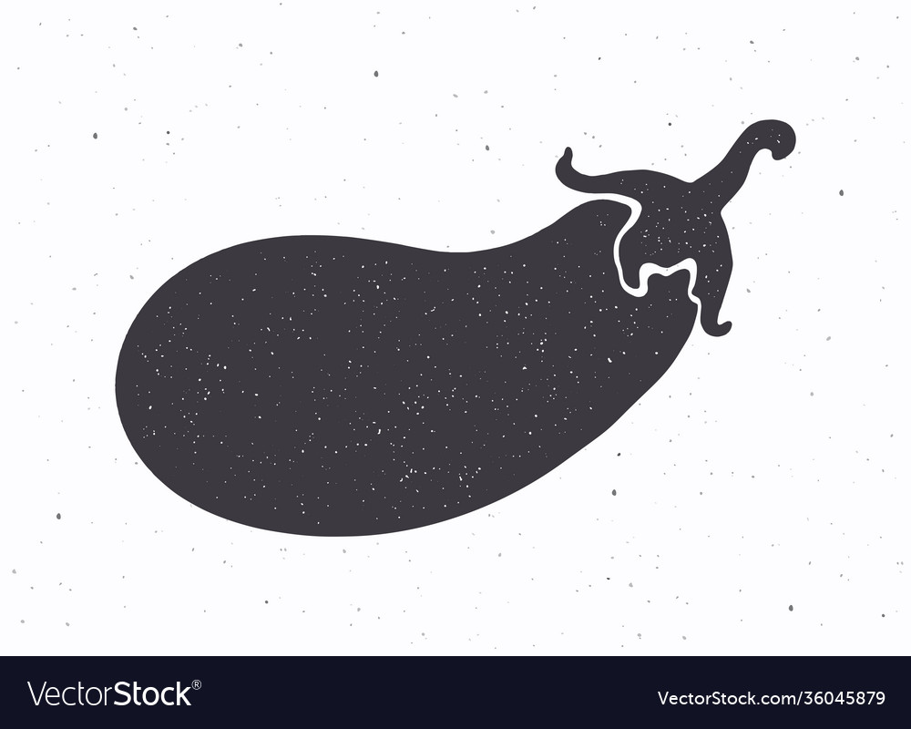 Silhouette eggplant with a stem vector image Silhouette eggplant with a stem