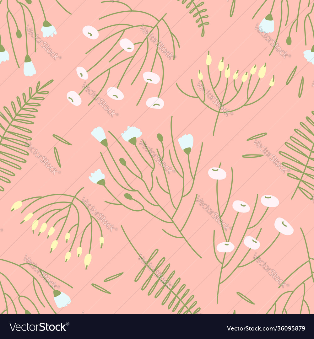 Spring flowers seamless pattern scattered