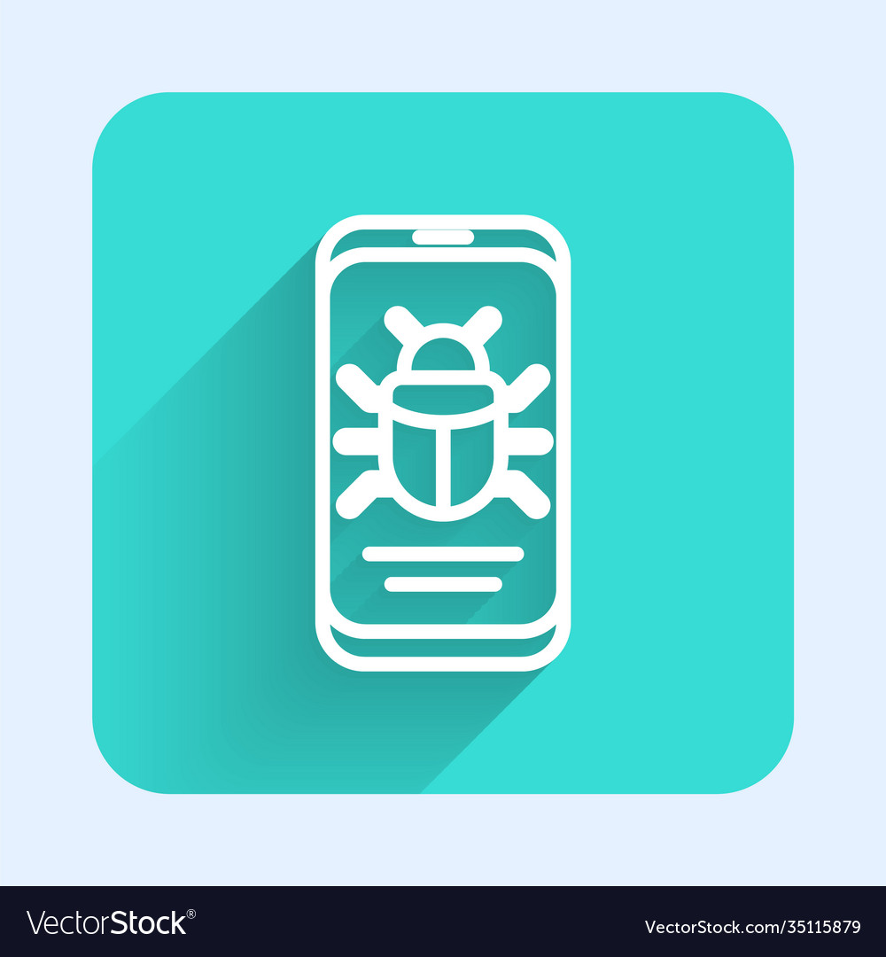 White line system bug on mobile icon isolated vector image White line system bug on mobile icon isolated