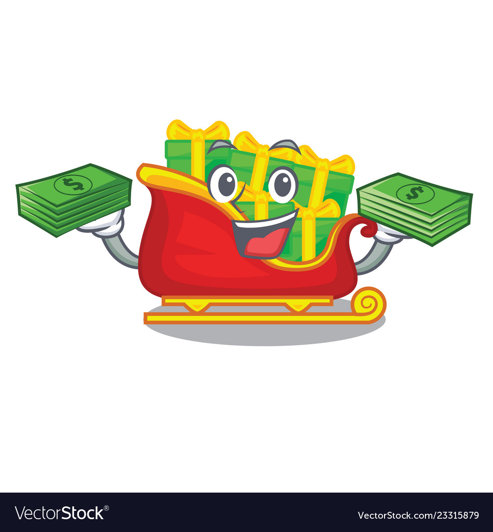 Mit Geld santa Schlitten Weihnachten Charakter vector image Mit Geld santa Schlitten Weihnachten Charakter