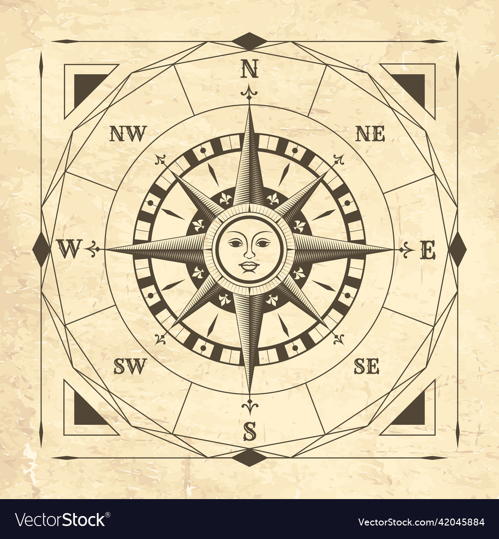 Ancient nautical rose Royalty Free Vector Image