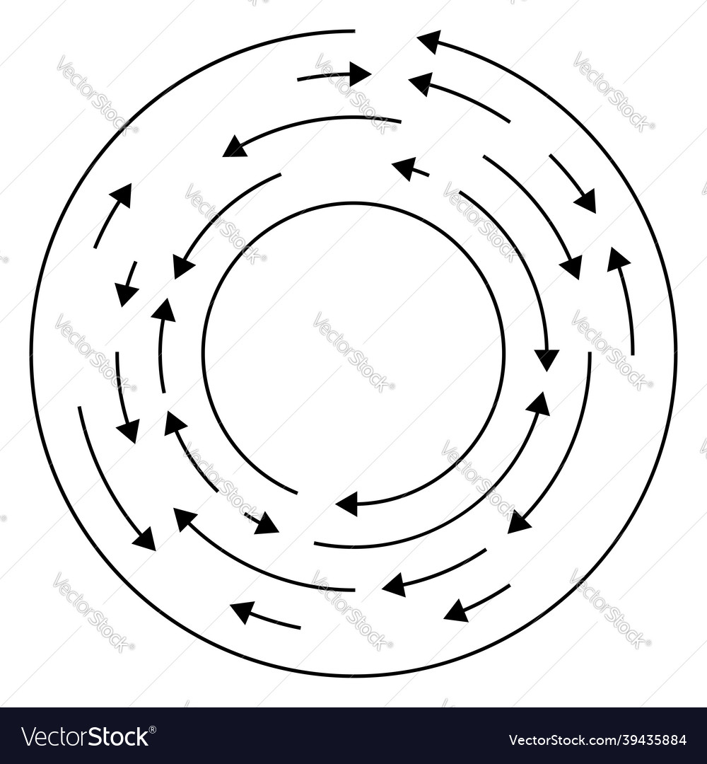 Circular circle arrows in reverse opposite Vector Image Circular circle arrows in reverse opposite