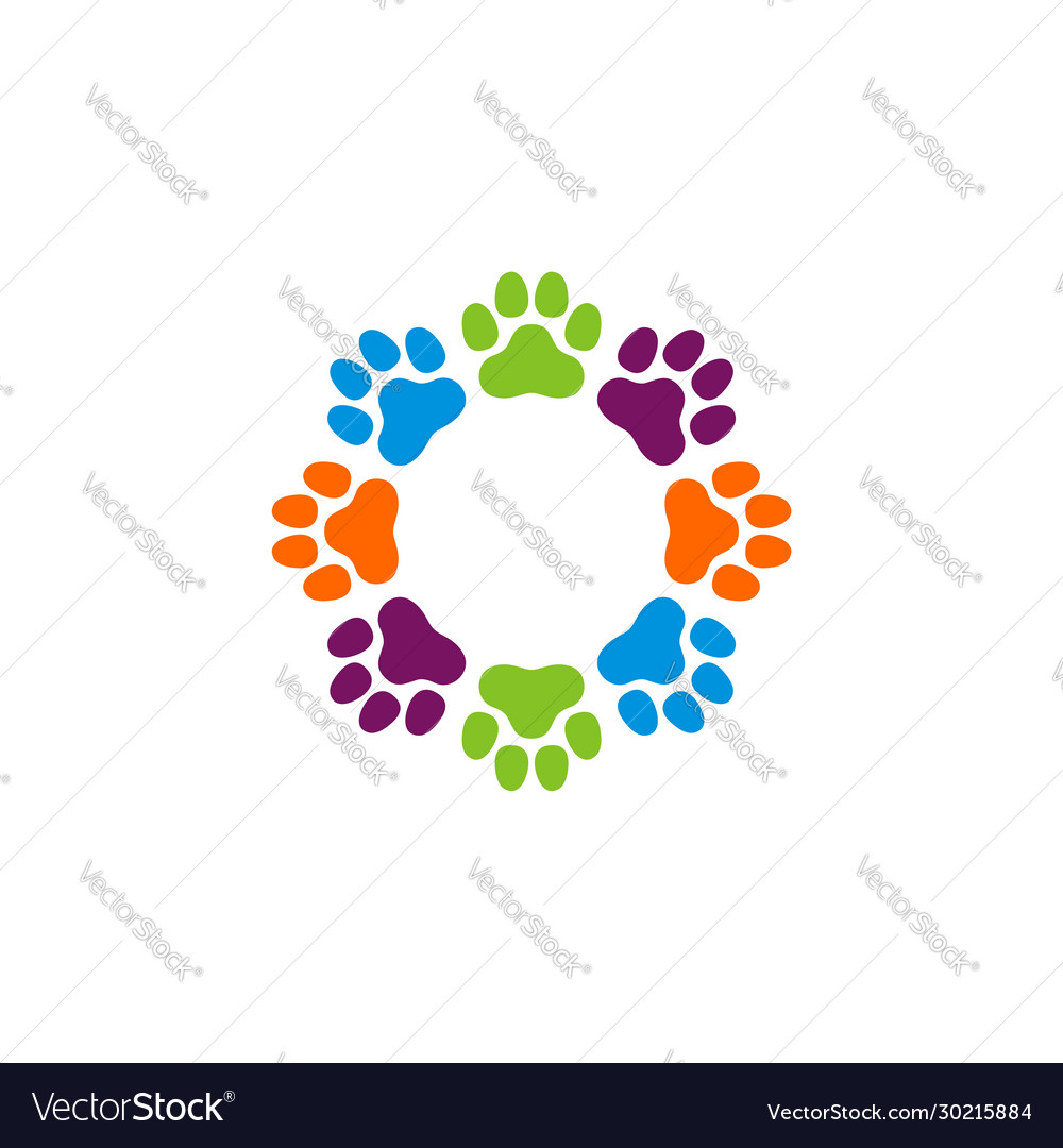 Colorful paw print ornament logo template design Vector Image