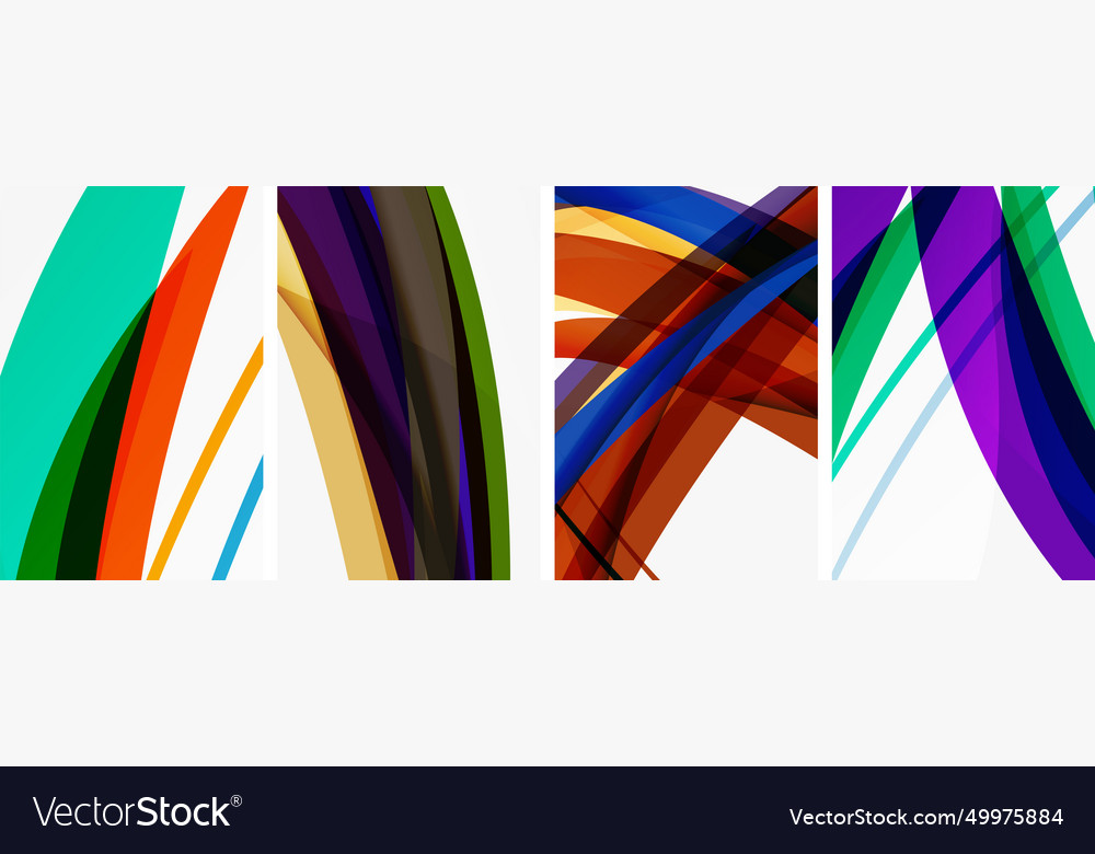 Colorful wave lines poster set for wallpaper Vector Image