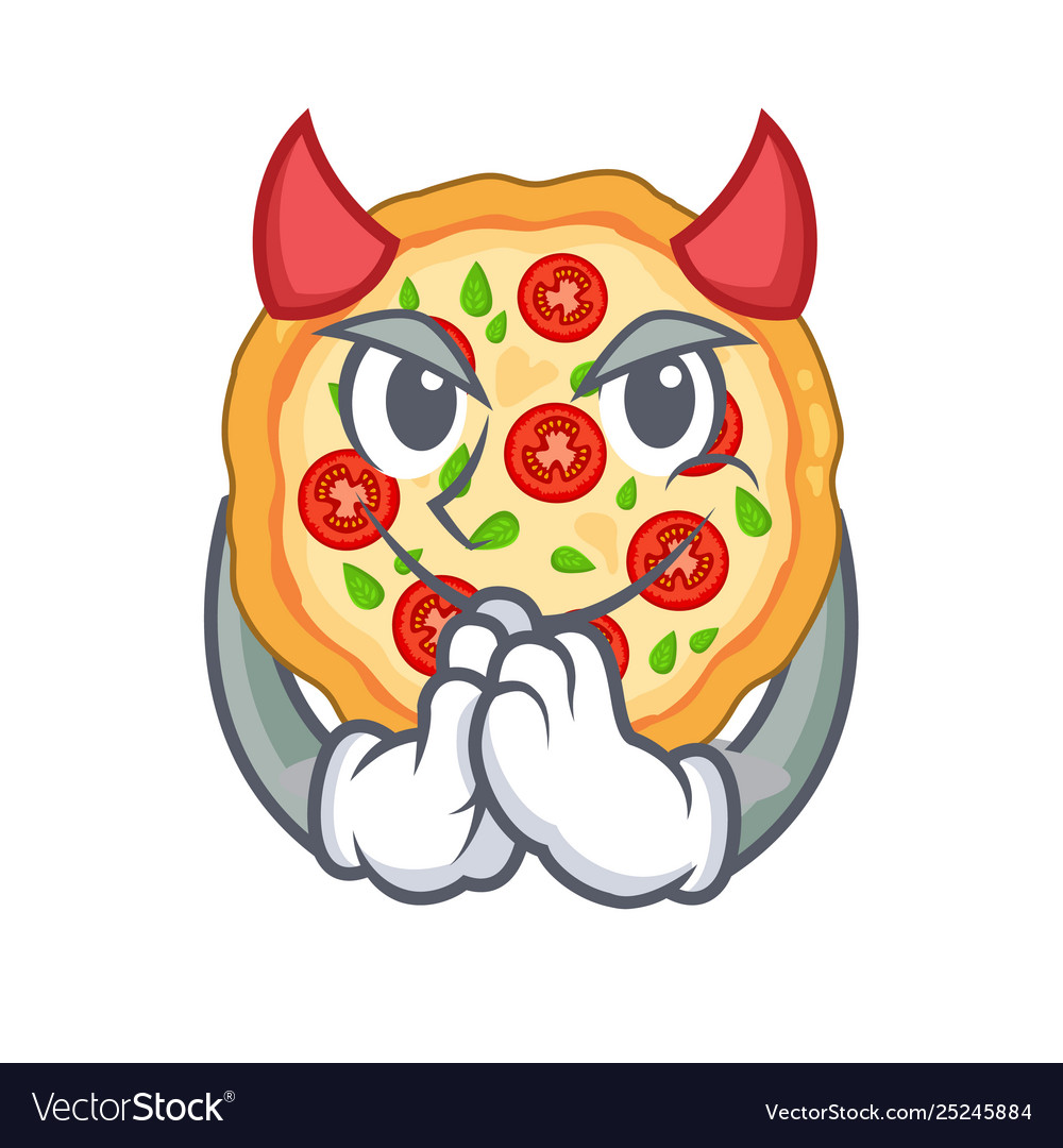 Devil margherita pizza isolated with cartoons