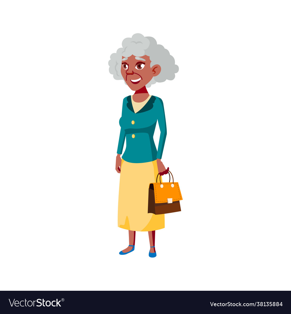 Elegance style old woman with handbag in mall
