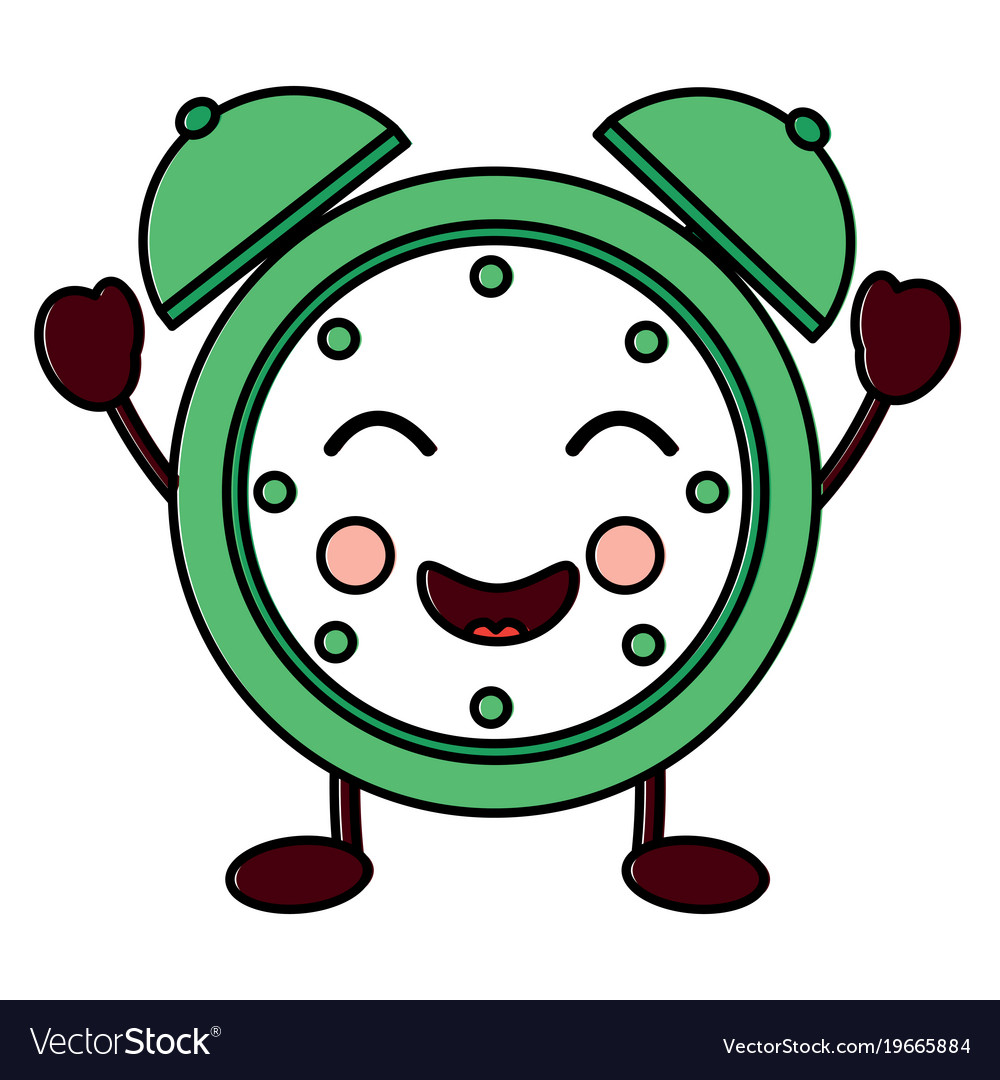 Happy clock kawaii icon image Royalty Free Vector Image