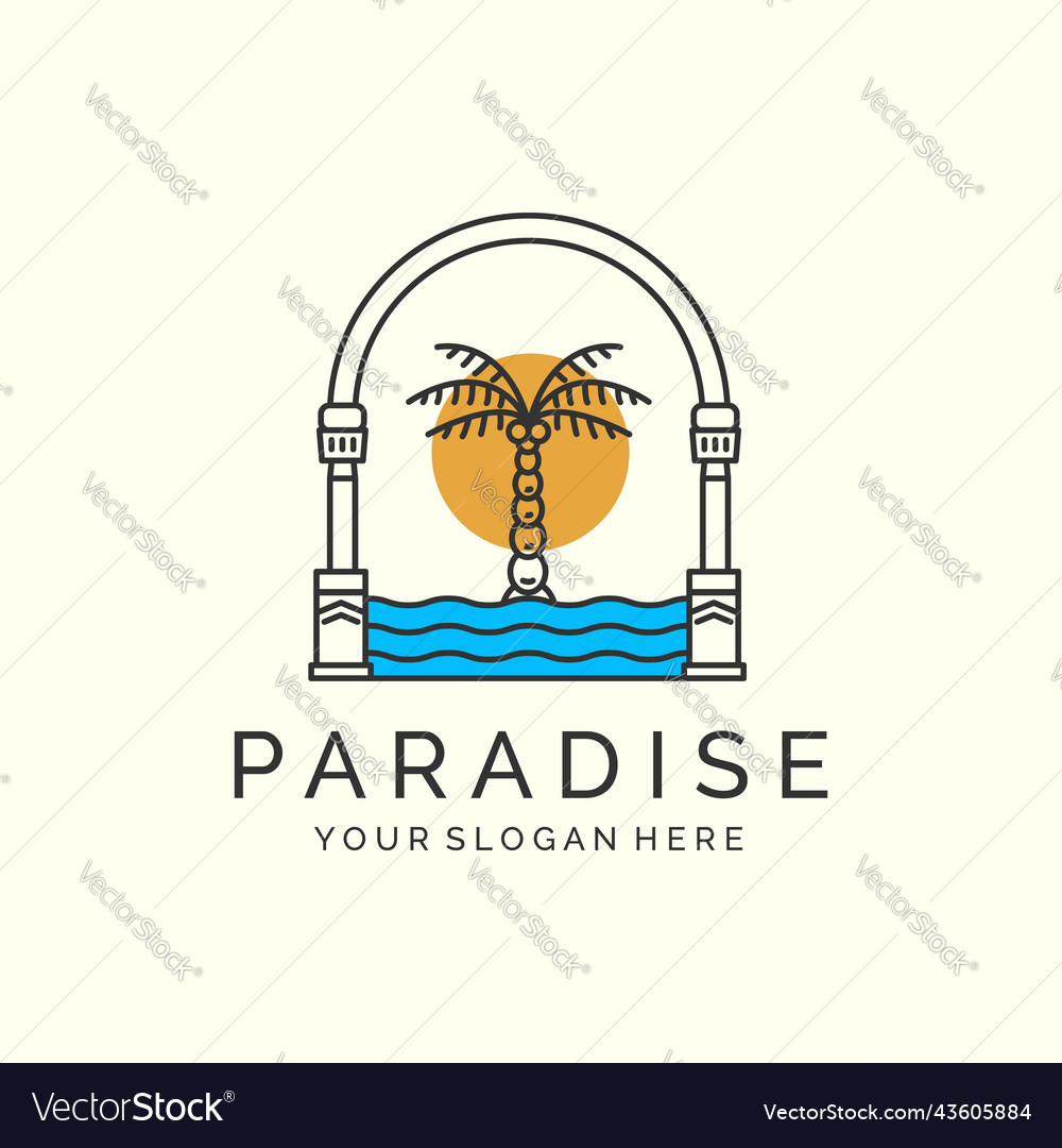 Nature palm tree with minimalist linear