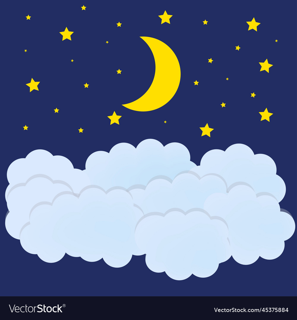 Night sky cartoon paper art style Royalty Free Vector Image